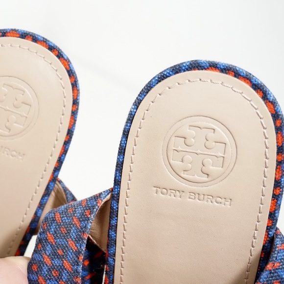 Tory Burch Printed Nautical  Platform Wedge Sandal - Picture 7 of 8